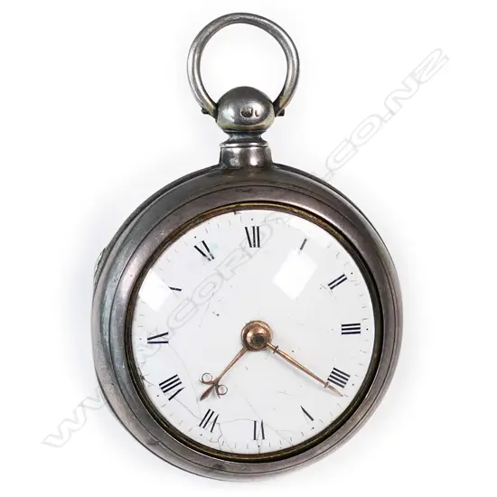 A silver pair case Georgian pocket watch c.1775,