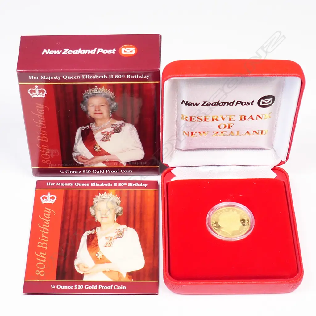 A 2006 N.Z. 'Her Majesty Queen Elizabeth II 80th birthday' $10 gold coin. Image 1++