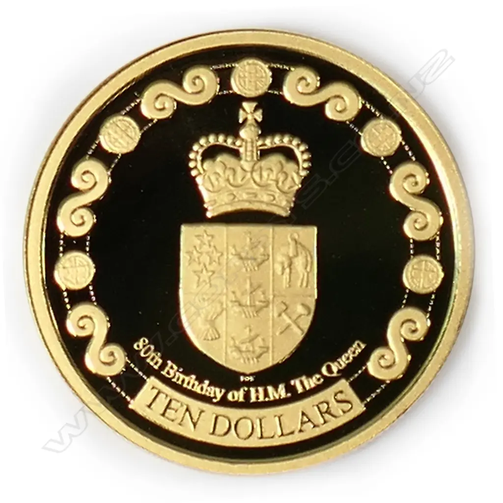 A 2006 N.Z. 'Her Majesty Queen Elizabeth II 80th birthday' $10 gold coin. Image 1++