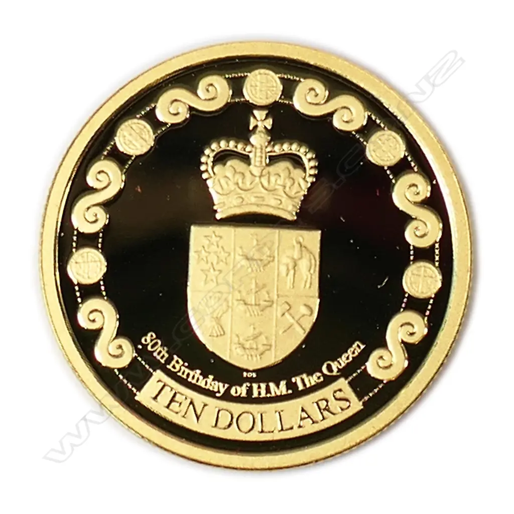 A 2006 N.Z. 'Her Majesty Queen Elizabeth II 80th birthday' $10 gold coin. Image 1++