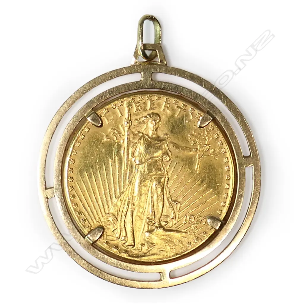 A 1927 USA $20 gold double eagle coin, Image 1++