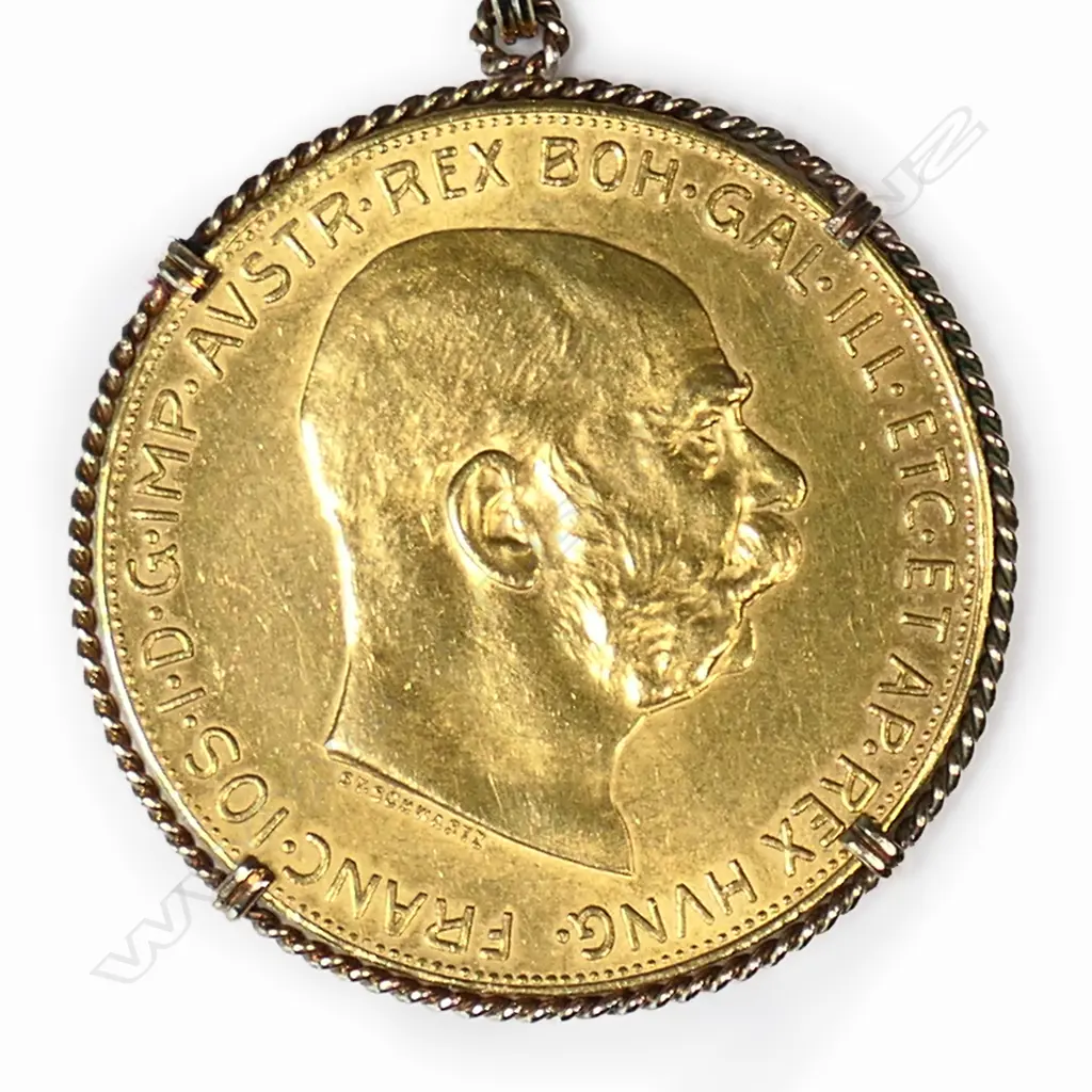 Austrian 1915 restrike 100 Corona - Franz Joseph I gold coin, Image 1++