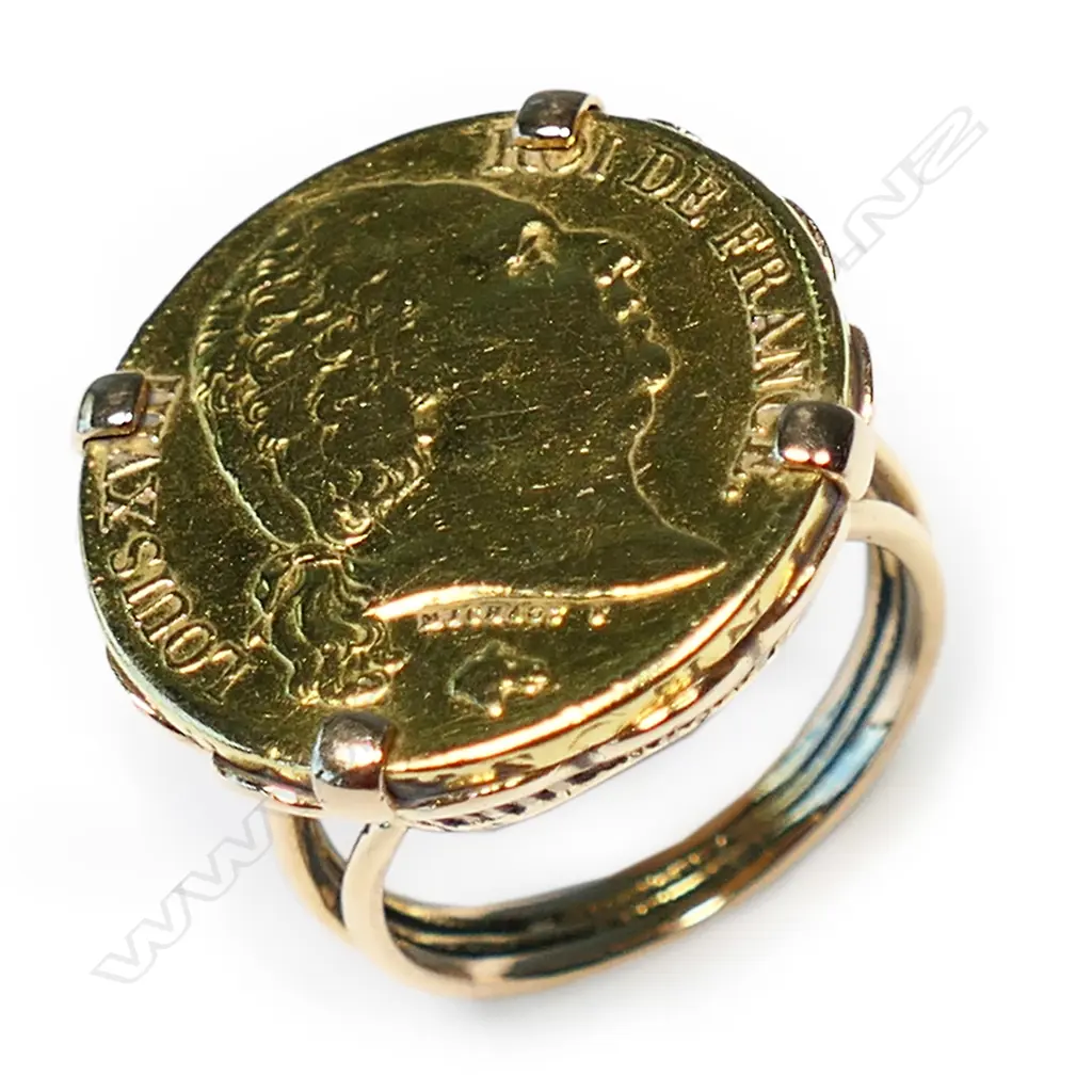 A 21ct gold 1819 French 20 Franc coin, Image 1++