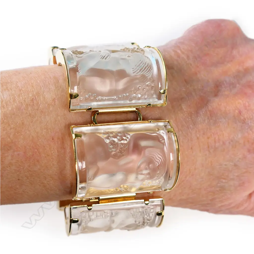 A Lalique ‘Nysa’ crystal panel cuff bracelet, Image 1++