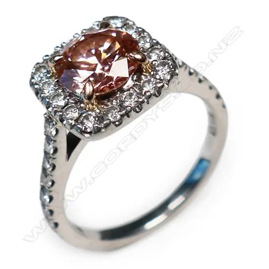 A platinum and 18ct white gold made lab-grown diamond cluster ring,