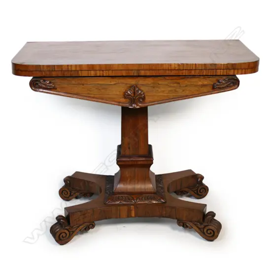 A Regency rosewood flap top supper table,
