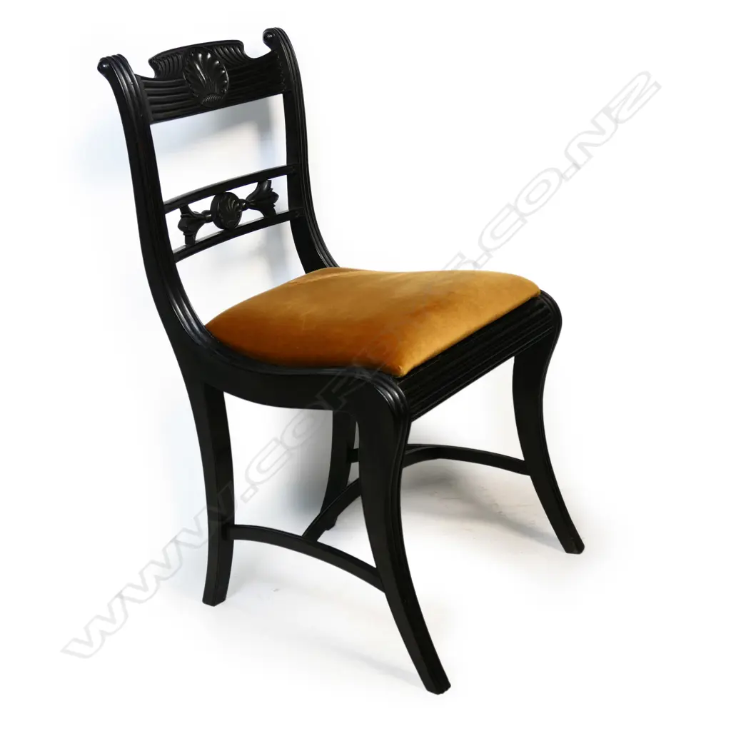 A uncommon Regency solid ebony side chair, Image 1++