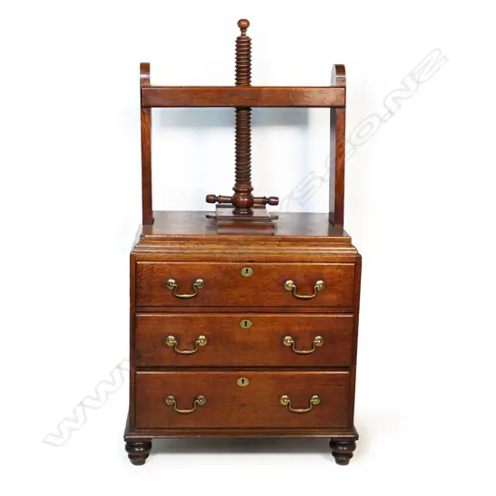 A Georgian oak book press chest of drawers,