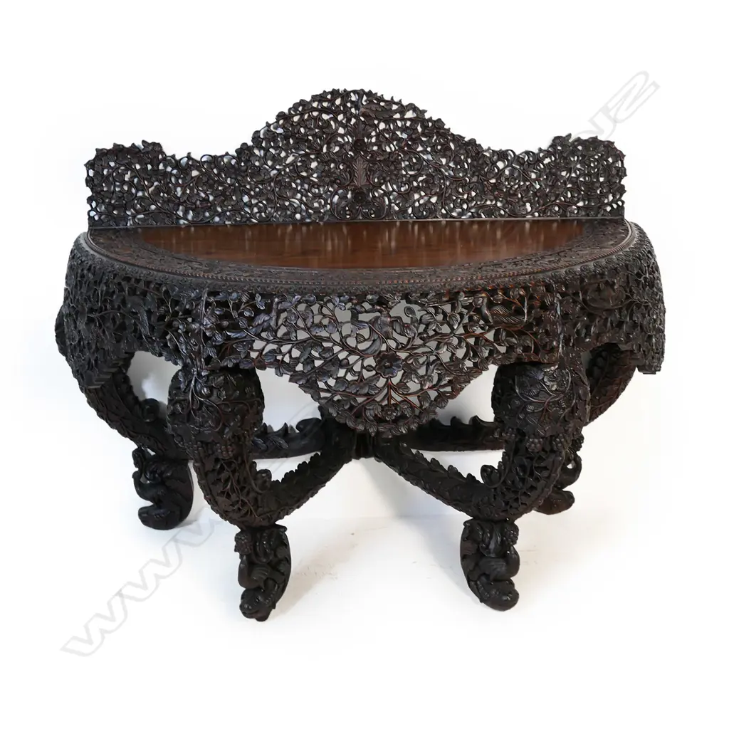 A late 19thC Anglo-Indian rosewood demi-lune side table, Image 1++