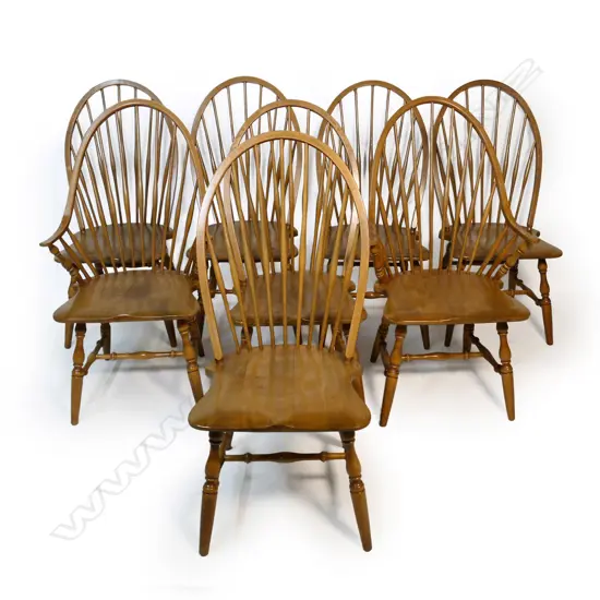 A rare set of eight Yugoslavian beech Windsor chairs,