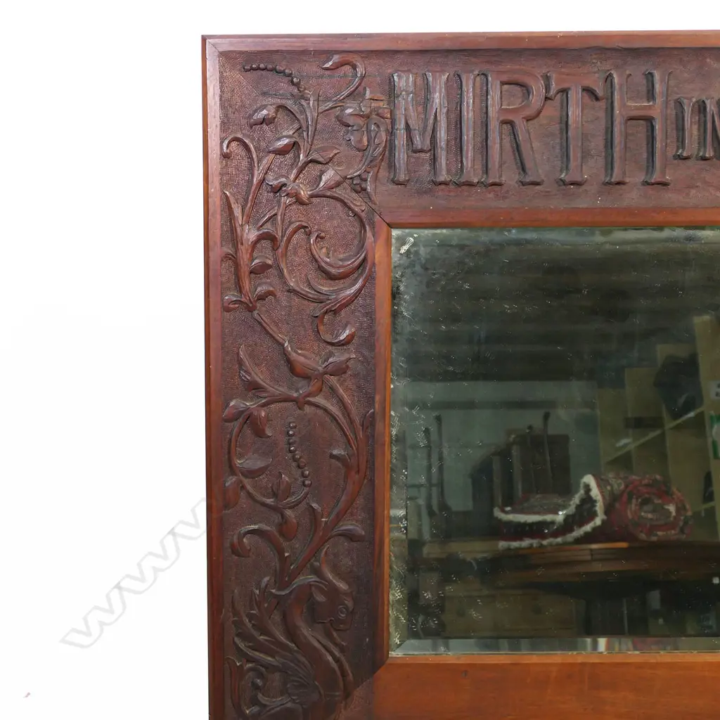 An early 1900s mahogany Arts and Crafts mirror, Image 1++