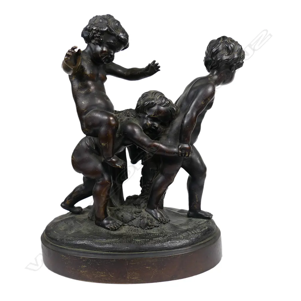 A 19th century bronze figural group of putti after Claude Michel Clodion (French, 1738-1814), Image 1++
