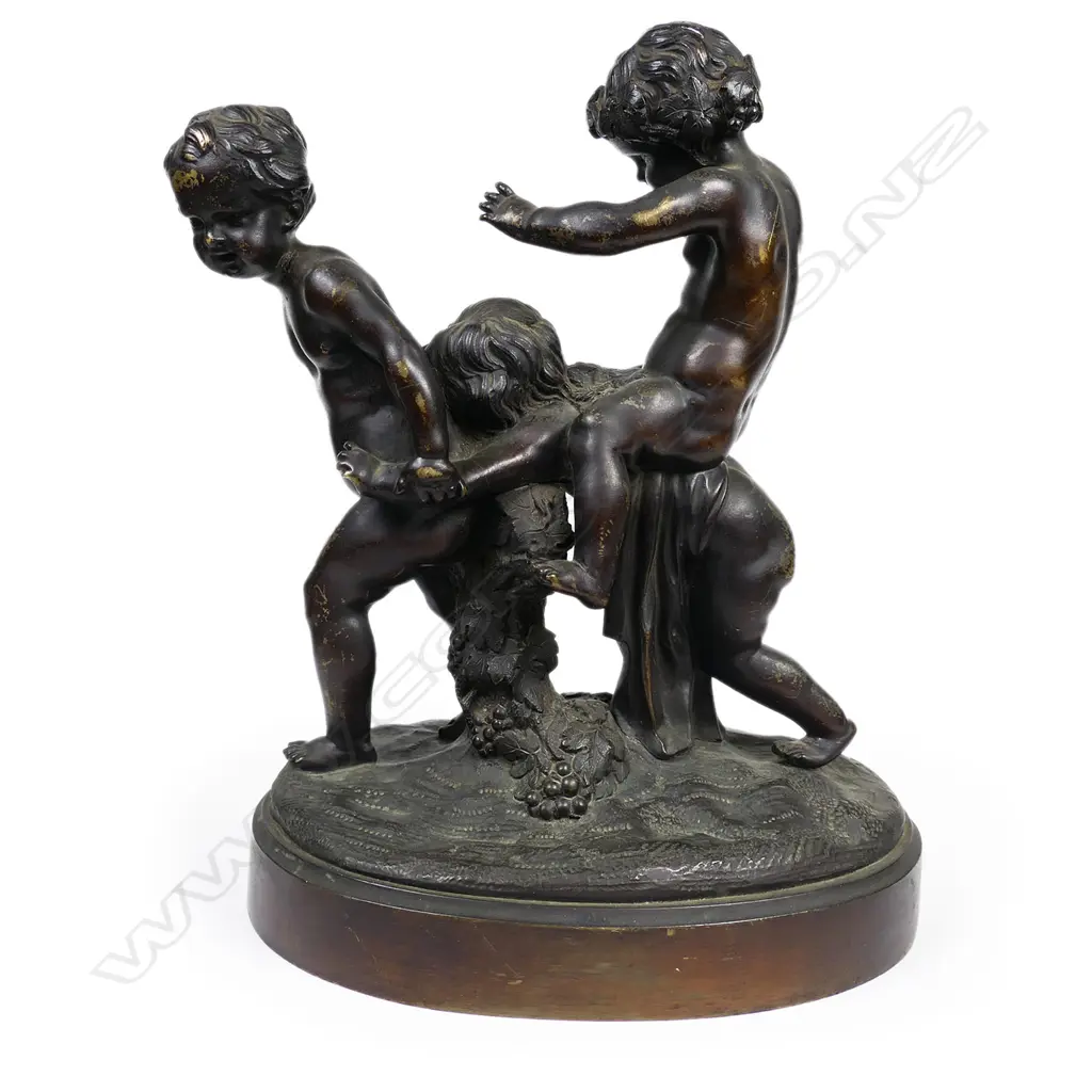 A 19th century bronze figural group of putti after Claude Michel Clodion (French, 1738-1814), Image 1++