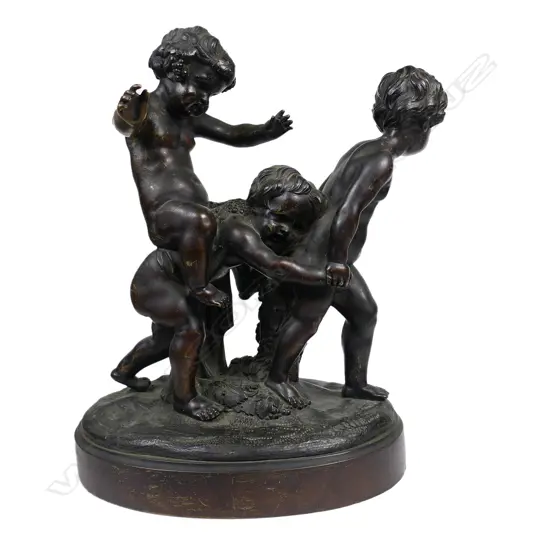 A 19th century bronze figural group of putti after Claude Michel Clodion (French, 1738-1814),