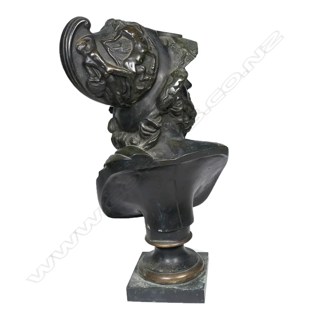 An antique patinated bronze library bust of Menelaus, Image 1++