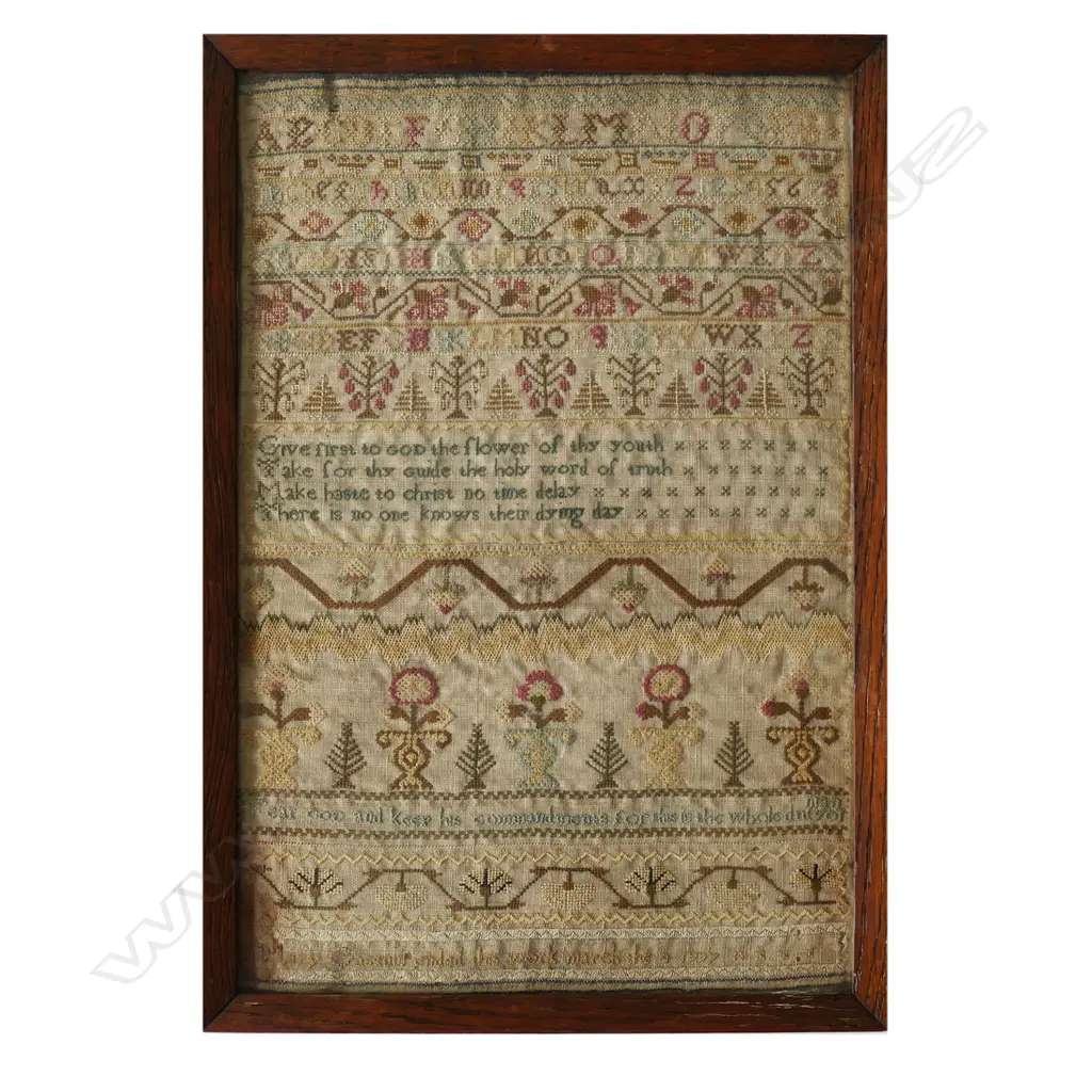 A Georgian alphabet sampler dated 1777, Image 1++