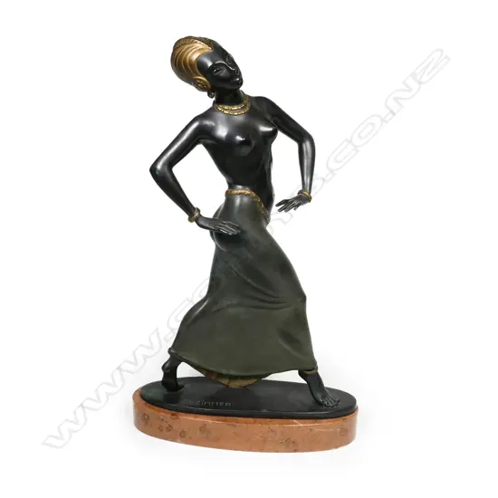 An Art Deco bronze Balinese dancer figurine,