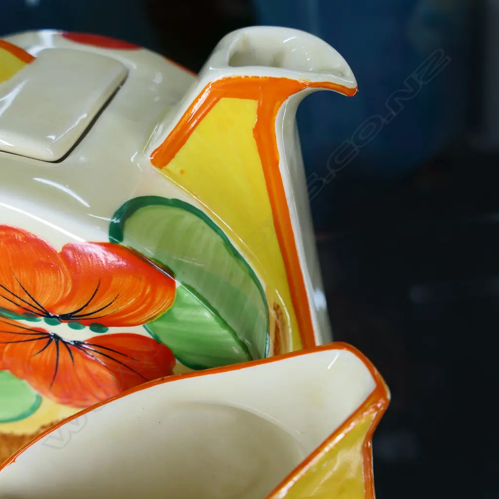 A Clarice Cliff Bizarre 'Nasturtium' part tea set, Image 1++
