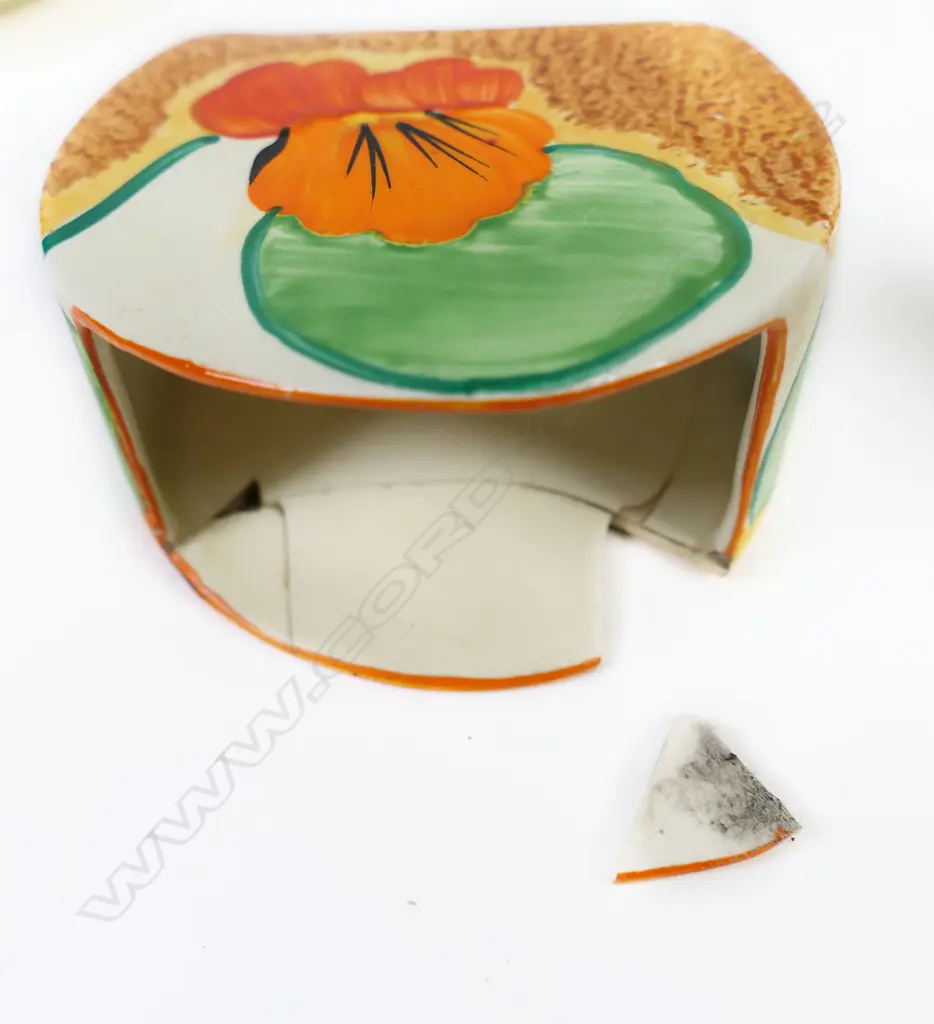 A Clarice Cliff Bizarre 'Nasturtium' part tea set, Image 1++