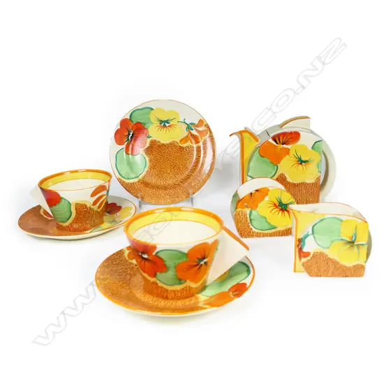 A Clarice Cliff Bizarre 'Nasturtium' part tea set,
