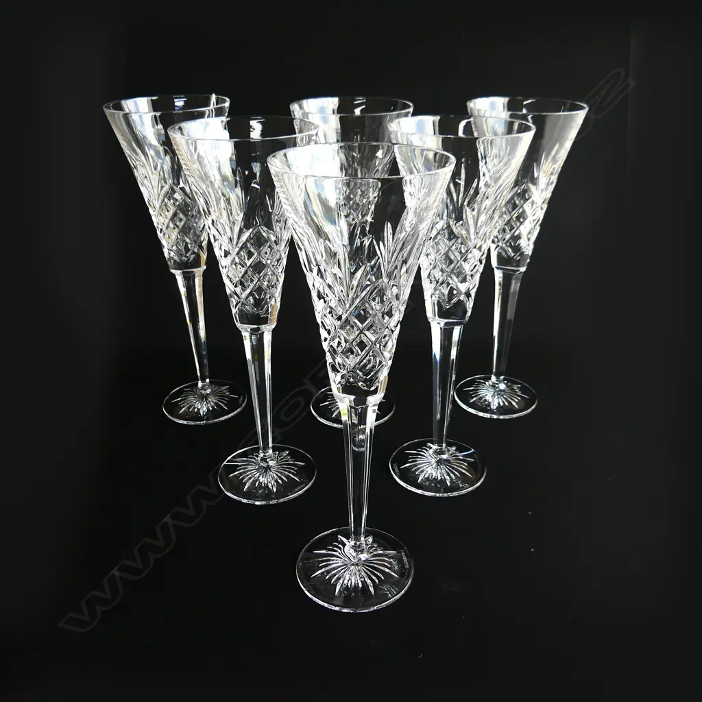 A set of six Waterford champagne toasting glasses, Image 1++
