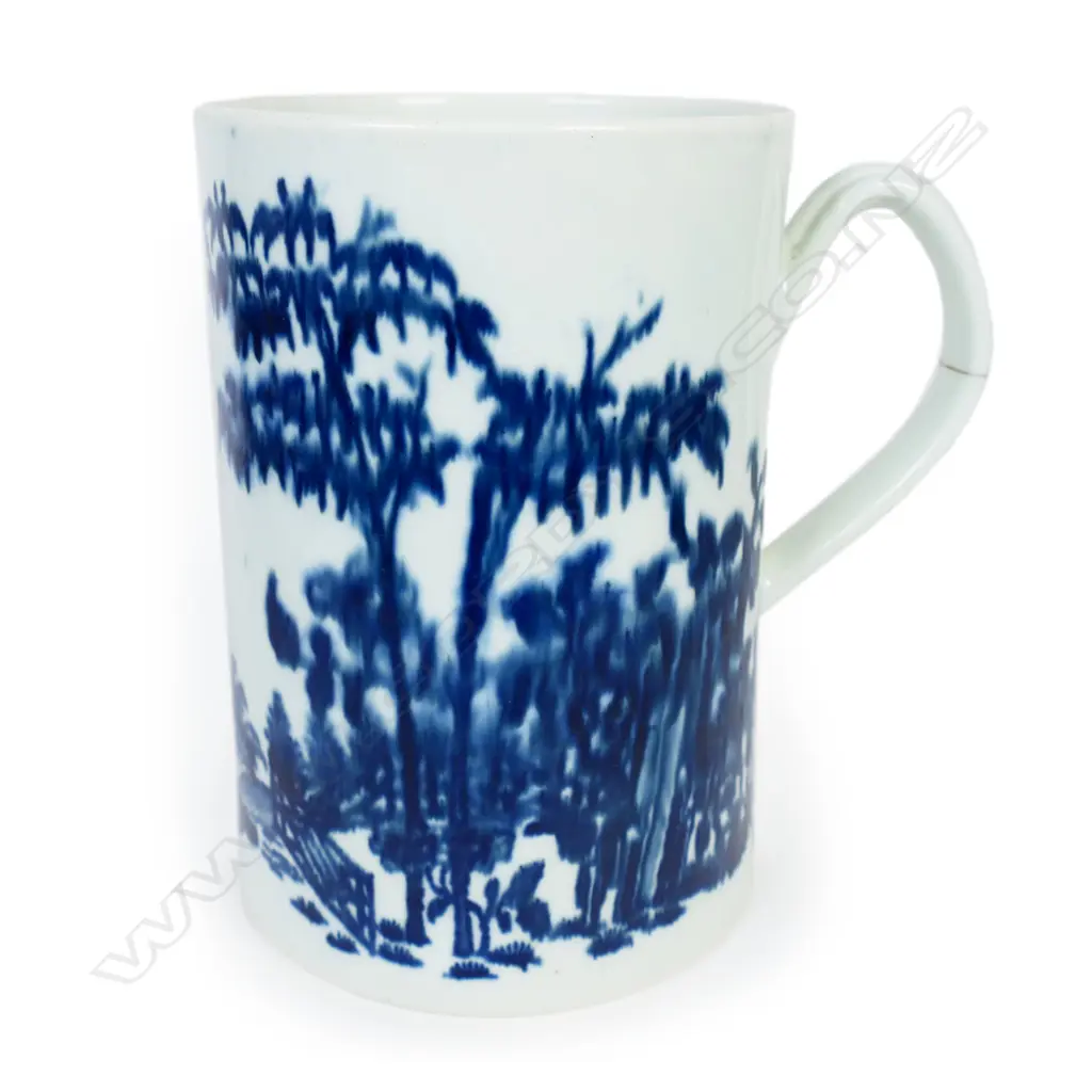 A first period Worcester large blue and white mug, Image 1++