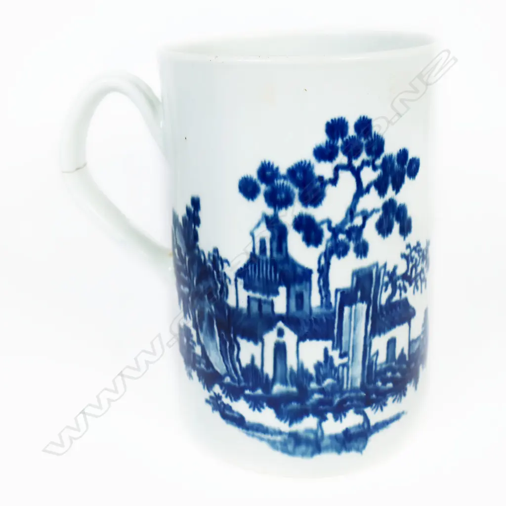 A first period Worcester large blue and white mug, Image 1++
