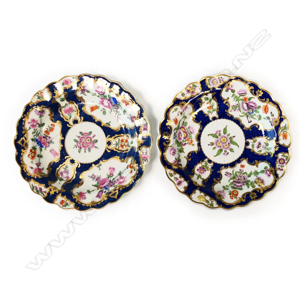 A pair of 18thC Worcester hand painted plates, Image 1++