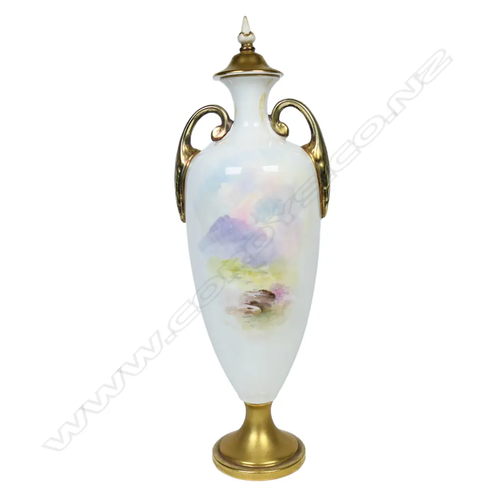 A Royal Worcester Highland cattle lidded urn, Image 1++