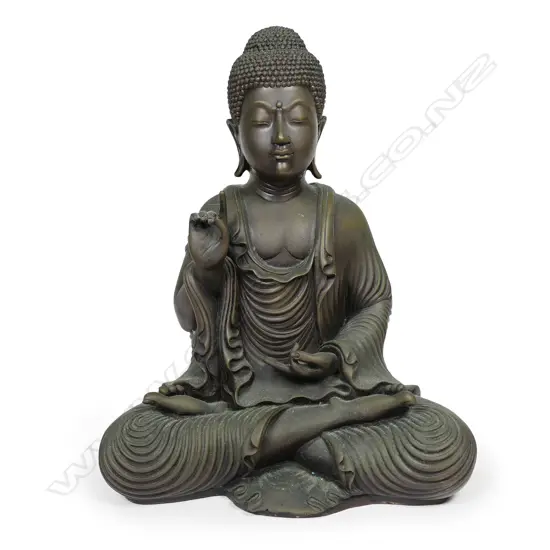 A finely cast 20thC bronze seated Buddha,