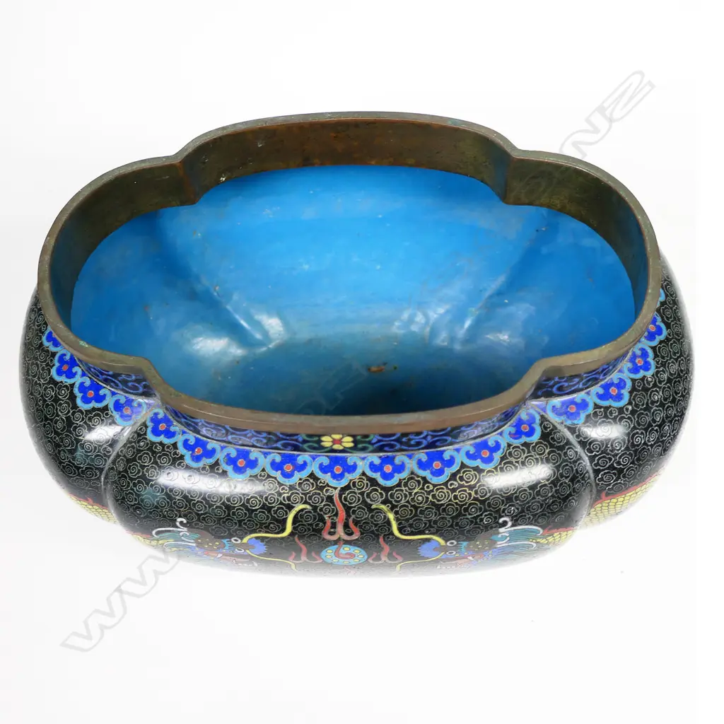 A Chinese cloisonné flower trough form vase, Image 1++