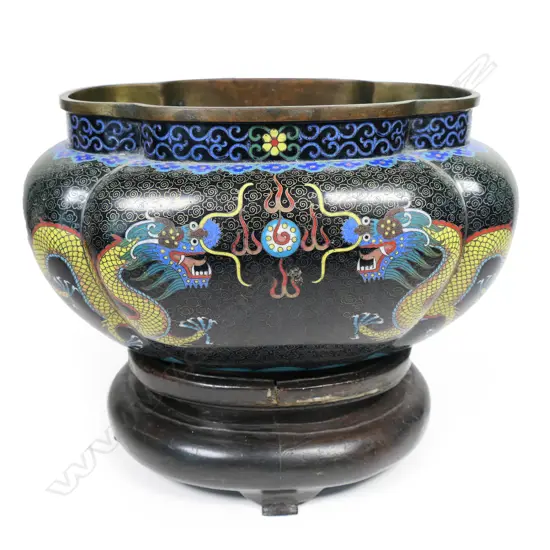 A Chinese cloisonné flower trough form vase,