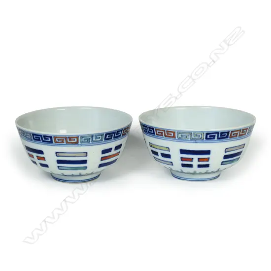 A pair of Chinese doucai bowls,