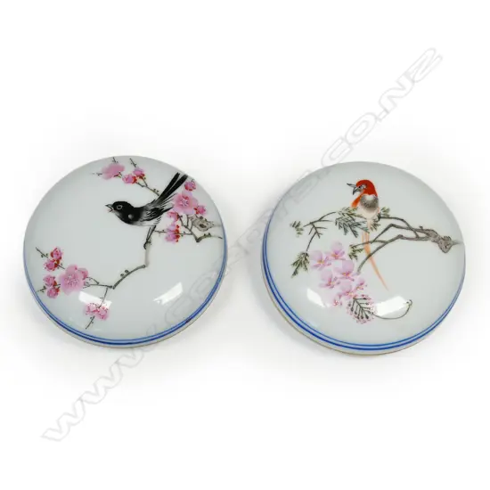 A pair of 20thC Chinese famille rose seal ink boxes