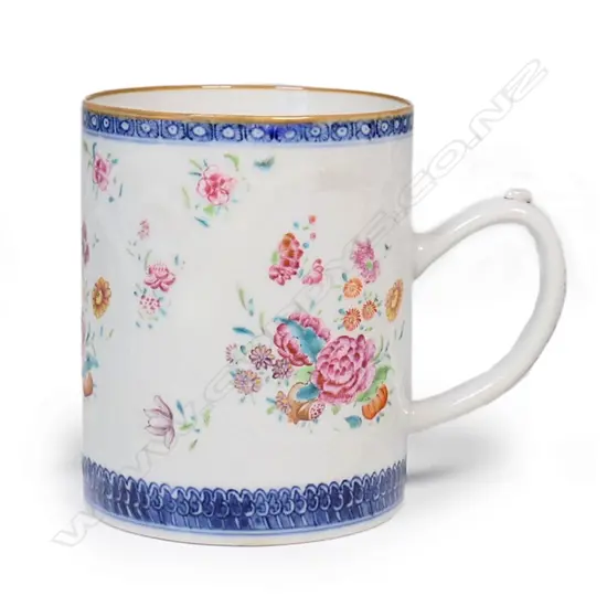A Chinese Qianlong finely decorated famille rose mug,