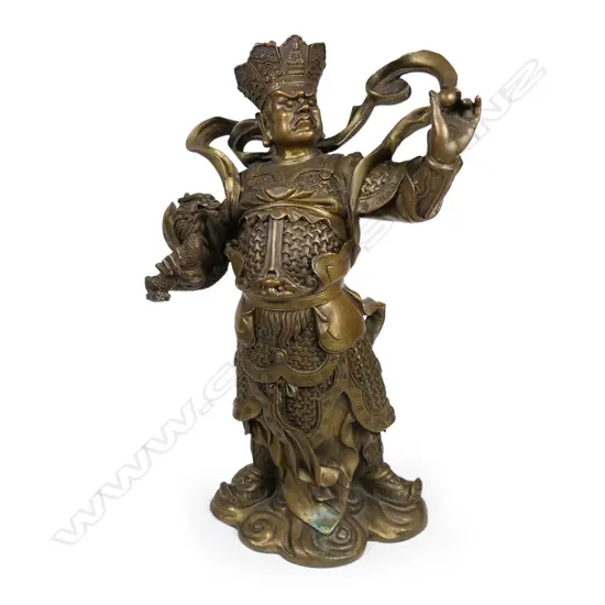 An old Japanese finely cast bronze figure of a Deity,