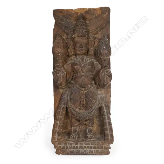 An old carved wood Indo Indian goddess,