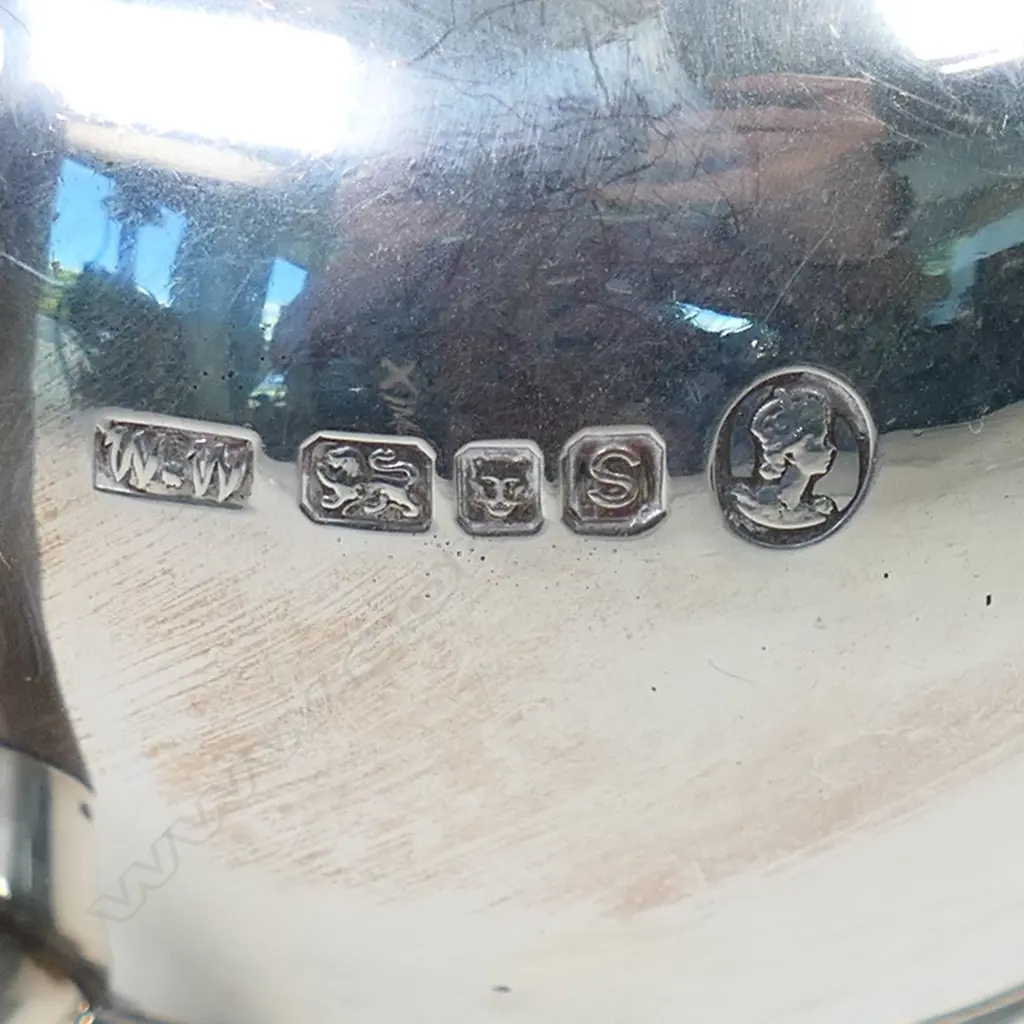 A 1953 Coronation year Georgian style silver bullet form tea pot, Image 1++