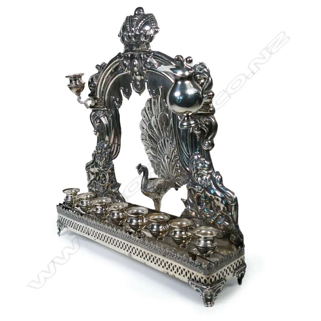 An important early 1900s Continental silver Hanukkah Menorah, Image 1++