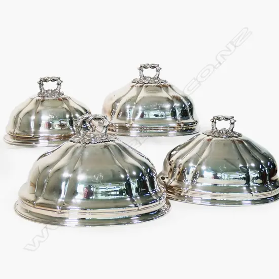 An impressive set of four graduated sized Victorian Old Sheffield Plate meat /game covers,