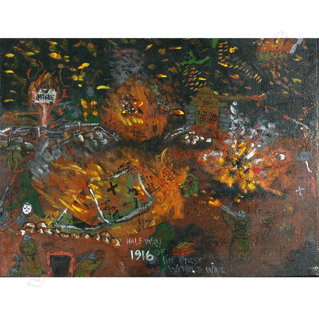 ALAN TAYLOR, '1916 HALFWAY OF THE FIRST WORLD WAR', OIL ON BOARD, SIGNED & ENTITLED, 290 x 410mm Image 1++