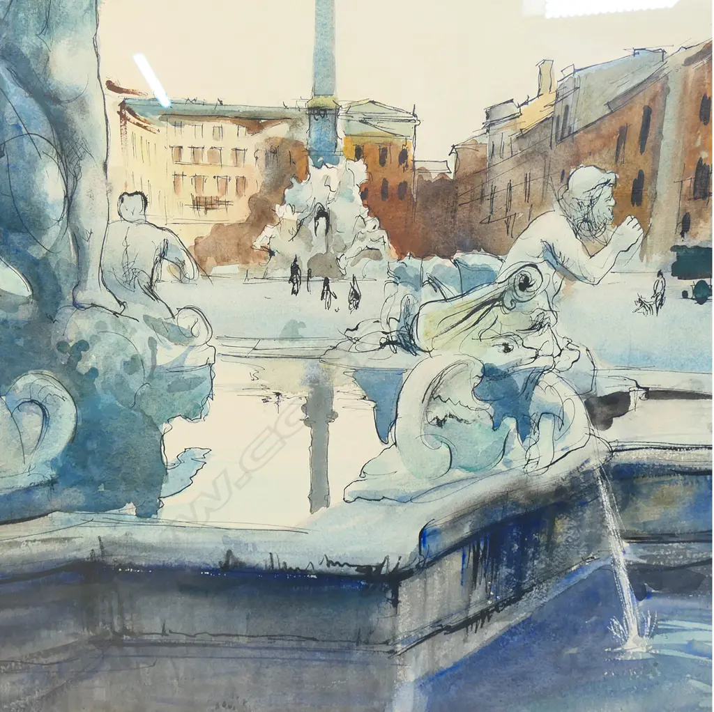 Peter McIntyre (1910-1995), untitled, Piazza Navona, Rome, Italy, Image 1++