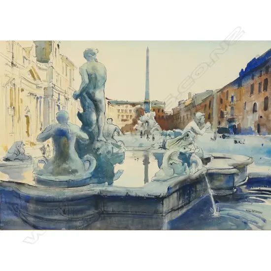 Peter McIntyre (1910-1995), untitled, Piazza Navona, Rome, Italy,