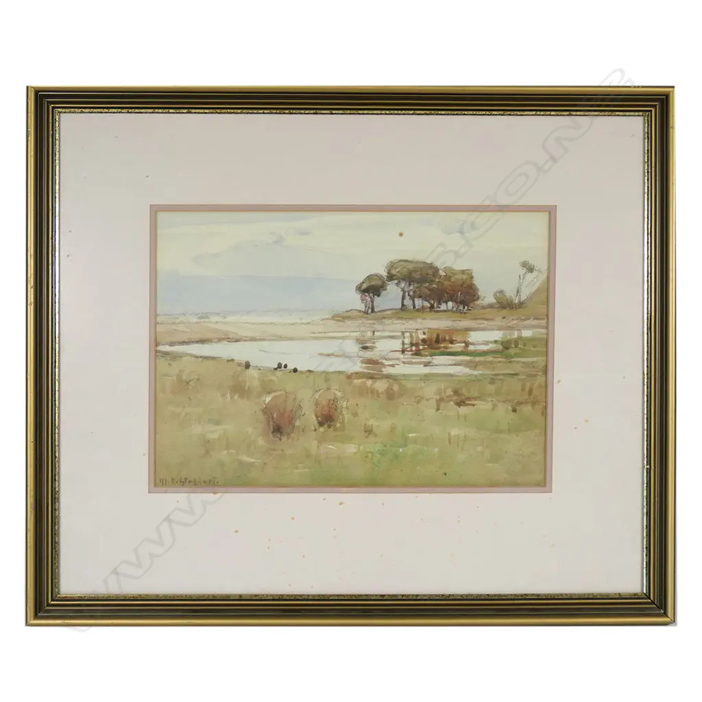 Margaret Olrog Stoddart (NZ 1865-1934) Landscape with sheep, Image 1++