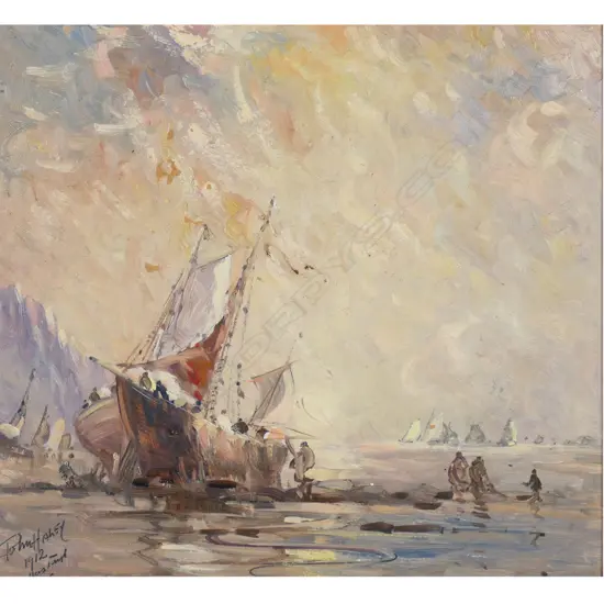 John Haley (UK/NZ 1888-1954) Shipwreck on coast,