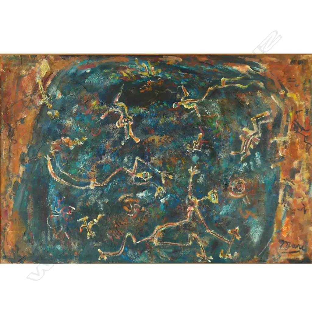 Selwyn Muru (1937-) 'Mythological Landscape with Cave Figures', Image 1++