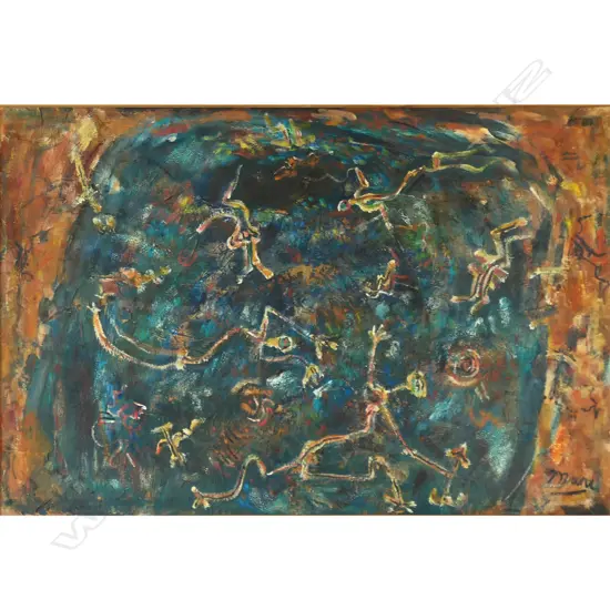 Selwyn Muru (1937-) 'Mythological Landscape with Cave Figures',