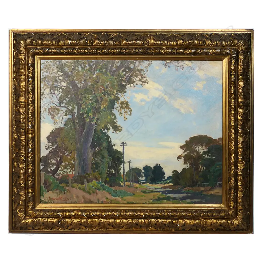 Archibald Nicoll (1886-1953) ‘A Canterbury Byroad, Middleton’, (near Christchurch) c1940, Image 1++