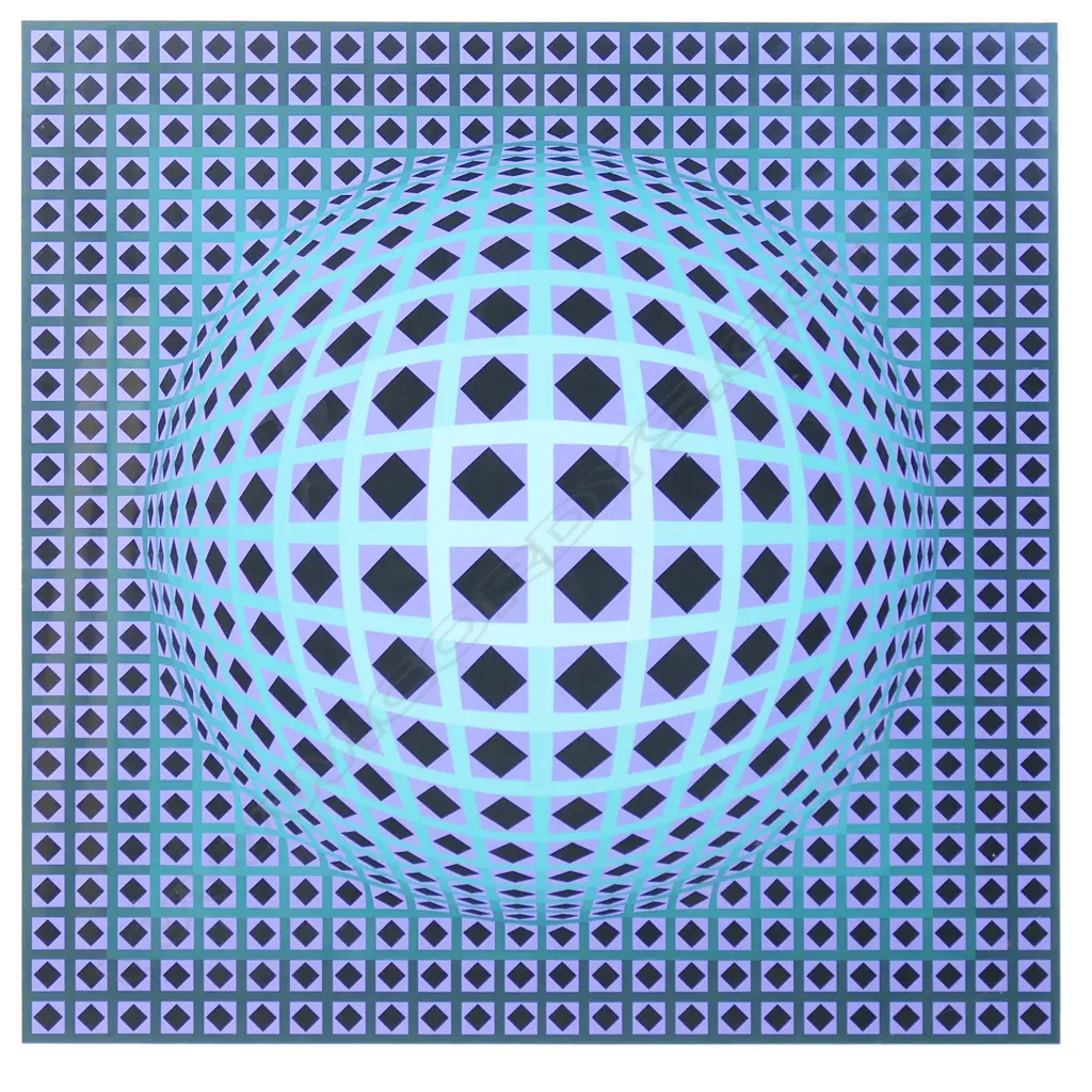 Victor Vasarely (1906-1997) Untitled (purple and green), Image 1++