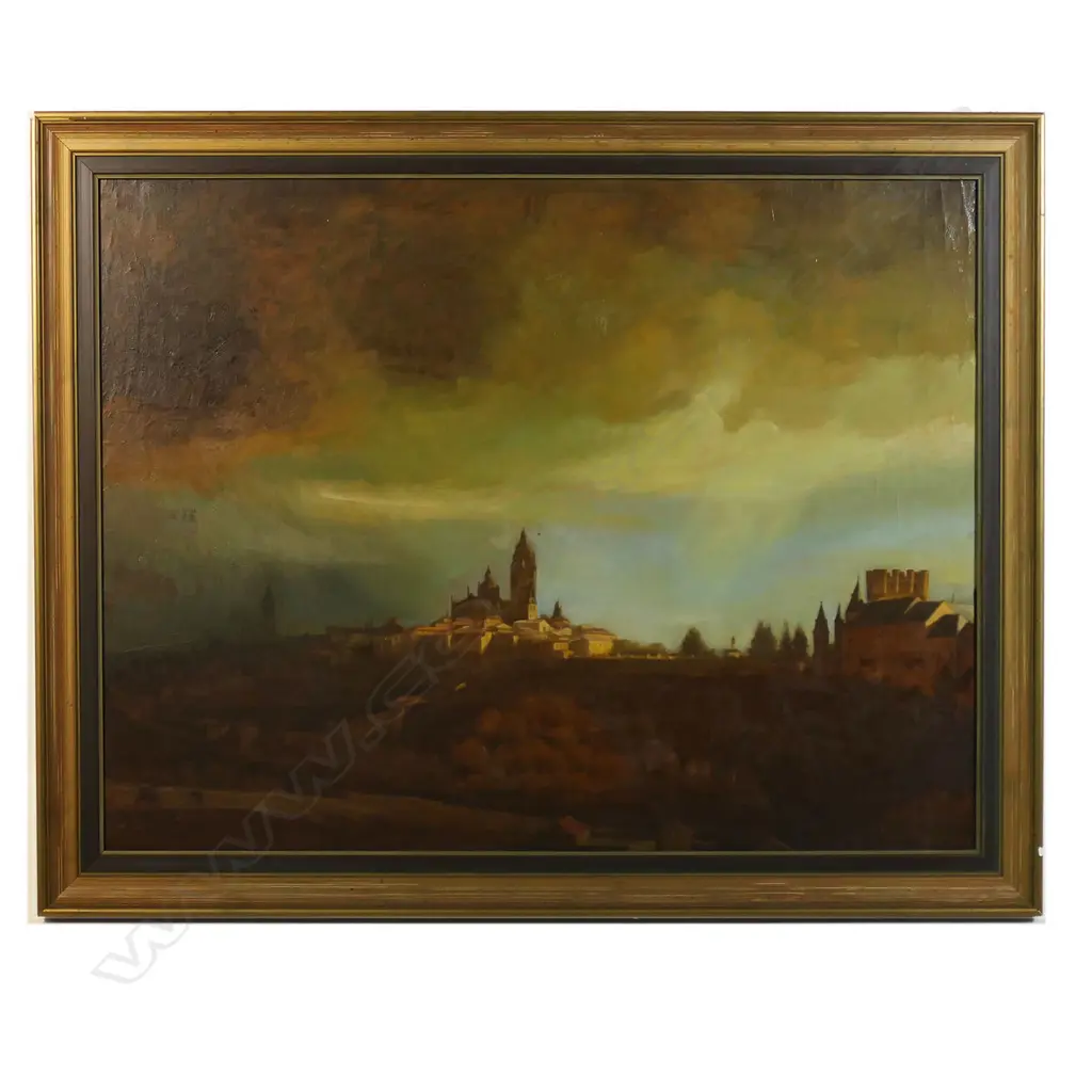 Manuel Montoya (Spain 1938-2009), Morning sunlight and clouds over city, Image 1++